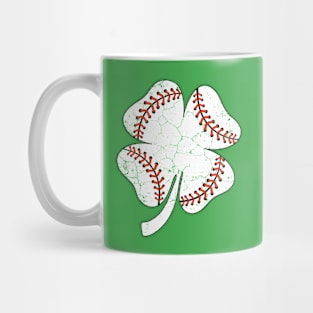 Baseball St Patricks Day, Four-Leaf Clover, shamrock vintage Mug